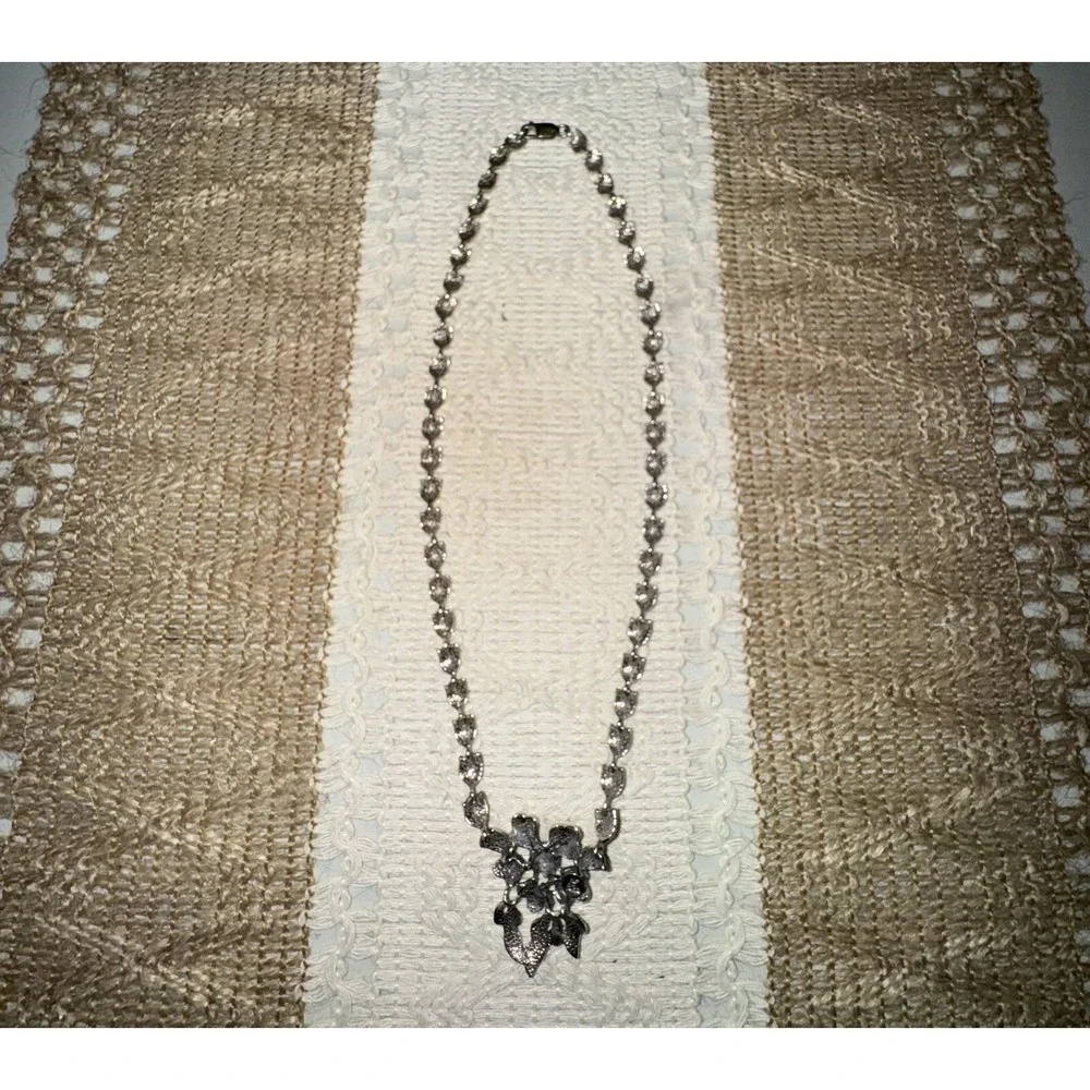 Vintage .925 Sterling Silver Marcasite Flower Pendant Choker 17" Necklace NF - Picture 6 of 10